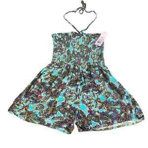 Wild Fable Women's Sleeveless Woven Smocked Romper - Blue Paisley XX Small NWT